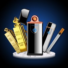 원터치 라이터 골드바 라이타모음 슬림 터치 부싯돌 파이어스틱 전기 터보 가스 담배 점화기 불티나 충전식 배터리 플라즈마 시가 LED 5핀, 타바코라이타, 1개