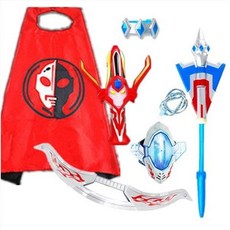 賽羅變身器全套玩具：頭鏢、長矛、手鐲、眼鏡、面具、超人光能量石，臺灣現貨, 賽羅4件套+銀河火花+披風, 1個