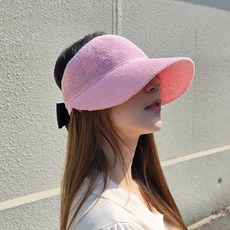 로로하나 국내제작 여성골프모자 리본 여름 린넨 썬햇 벙거지 바람송송 썬캡 테니스모자, 핑크, 1개