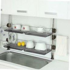 기둥식 2단 싱크대 식기 건조대 높이조절 주방 다용도 선반 600 2단식기 공간활용