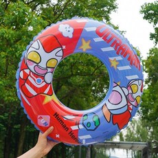 新款公主風 獨角獸游泳圈 兒童加厚防側翻泳圈, 1個, 普通款奧特曼-藍色,參考1-5歲（50斤以內）贈送打氣筒