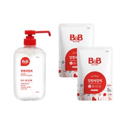 비앤비 젖병세정제 액상 용기 600ml + 리필 500ml, 1세트, 용기 1 + 리필 2