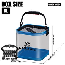 釣友俱樂部 加厚EVA 折疊打水桶 垂釣用品 漁具, 高透藍邊8L,高透打水桶