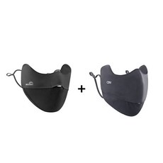OHSUNNY防曬面罩女防紫外線2023新款春夏全臉露鼻護眼角顯瘦面罩, 暗夜黑+素影灰（立體款）, 1個
