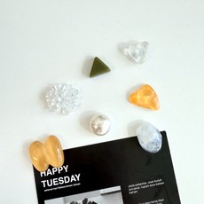 앤체인 도형 꽃 진주 강력 자석 7P 5가지 냉장고 네오디움 미니자석 원석, 5.옐로우