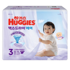 하기스 맥스드라이 에어 밴드형 기저귀 남여공용, 64매, 3단계