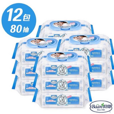 Baan 貝恩 嬰兒柔濕巾 12包 x 80抽, 12個, 80張, 0.38g