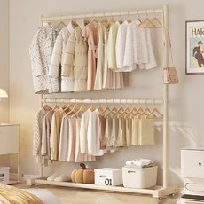 루나글램 튼튼한 옷걸이 2단행거, 크림화이트