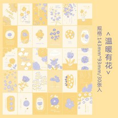 【手工紙】奶油玫瑰盒裝明信片複古插畵浪漫文藝錶白裝飾留言祝福卡片禮物 RVOV, 溫暖有花, 1個