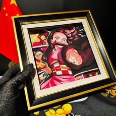 귀멸의 칼랑 (토키토 무이치로) 블라인드 박스 입체그림 세트 - 하시라 피규어 퍼즐 캔버스액자 선물, 21x21CM(21x21센티미터), 네즈코