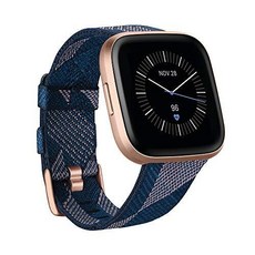Fitbit 버사 2 스페셜 에디션 건강 및 피트니스 스마트워치 (심박수 음악 알렉사 내장 수면 수영 추적 기능 네이비 & 핑크 우븐/코퍼 로즈 색상 원 사이즈 (S L 밴드 포함