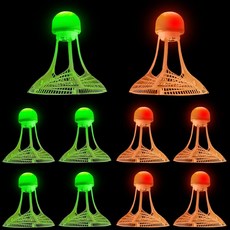 + LED 배드민턴 셔틀콕 10개팩, 야광 레드5 그린5, 1박스, 10개입