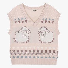 치크 산본점***24겨울 75%***양그림이 귀여운 양 자가드 스웨터 조끼