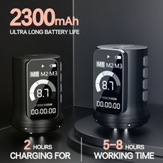 Poseidon 無線紋身筆 2300mAh 超長續航 5-8小時工作時間 2.4-4.2mm 可調行程 高質量馬達 LED 彩色螢幕, 1個, （1pcs）單獨電池