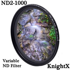 KnightX ND2-ND1000 SLR DSLR 카메라 가변 ND 필터 중립 밀도 페이더 조정 가능한 ND2-400 49 52 55 58 62 67 72 77 mm, 06 55mm
