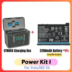CYNOVA 고속 충전 박스 디스플레이 보조배터리 배터리 충전기 보관 케이스 Insta 360 X4 액세서리 2290m, 06 Power Kit 1
