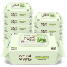 [네츄럴오가닉] (C) 아기물티슈 퓨어 플레인 스마트캡형100매[10팩], 317g, 100매, 10개