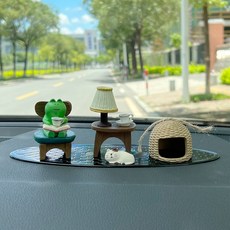 개구리 티타임 차량 사무실 꾸미기 악세사리 소품 피규어 세트, 1세트, A