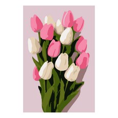 플레이어바웃 DIY 명화그리기 세트 유화 10 x 15 cm, 튤립 꽃다발 (AX245), 1개