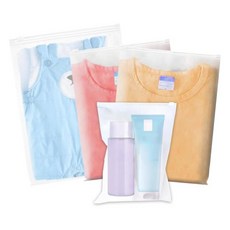 Gcrdplat 여행용 보관 가방 3가지 사이즈 여행 가방 오거나이저 플라스틱 보관 가방 재밀봉 가능한 반투명 지퍼 의류 타월 세면도구용