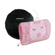 松井 USB充電式暖身寶 - 暖腳墊/暖手寶 隨行保暖, 1個, 粉紅豬+暖腳墊