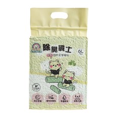除臭戰士 植物豆腐貓砂 吸水速凝 可沖馬桶, 1個, 6L, 綠茶