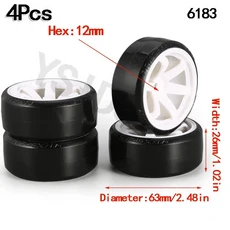 4PCS YSIDO 하드 플라스틱 63mm/2.48 인치 림 타이어 휠 12mm HEX 1/10 RC 드리프트 자동차, 02 4PCS 6183