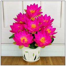 연꽃 조화 화분 법당 45cm 불당 신당 신당꽃 수련 거실, 1개