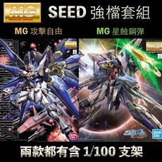 鋼普拉 兩盒套組 BANDAI 機動戰士鋼彈SEED MG 1/100 攻擊自由鋼彈 星蝕鋼彈 含支架, 1個