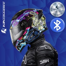 킥커머스 초경량 K21 블루투스 풀페이스 시스템 오토바이헬멧, 데빌카우