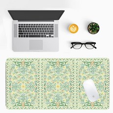 모던 퍼플 대리석 책상 매트 고급스러운 PU 가죽 패드 - 세련된 게임 및 가정 작업 공간을 위한 대형 미끄럼 방지 사무실 미적 장식(59.9 x 29.9cm(23.6 11., 빈티지 보태니컬