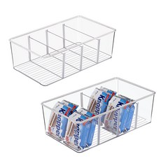 Vtopmart 다용도 칸막이 정리 트레이 4칸 정리함, 2개, 투명