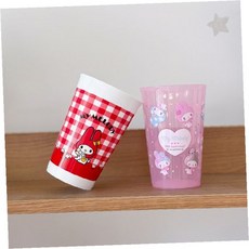 캐릭터 프린팅 긴 양치 컵 욕실 위생 용품 플라스틱 칫솔 컵 체크 하트 패턴, 1개, 레드1p