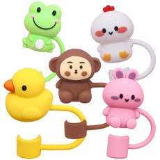 리빙준 실리콘 동물 빨대 마개, 숭이친구들, 1개