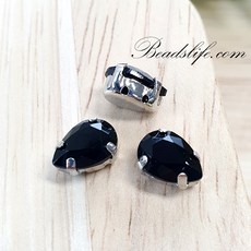 물방울 모양 글라스 캡보석 백금도금, 18*25mm(5개), 검정, 1개