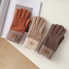 겨울 니트 여성장갑 라벨 포인트 스마트폰 터치장갑 예쁜겨울장갑 스마트폰터치장갑