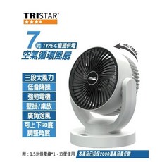 大風力廣角送風低音降躁7吋TYPE-C直插循環風扇桌扇/USB小風扇
