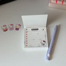 HARUH 일본정품 헬로키티 캐릭터 떡메모지 투두리스트, 1개, 100매, 키티