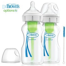 닥터브라운 와이드넥 옵션스플러스 유리젖병 270ml 2p, 1세트, 무색투명 1세트, 무색투명
