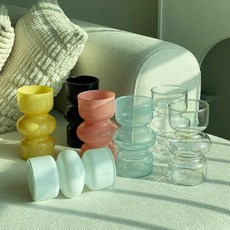 미드센추리 모던 유리화병 인테리어 화병 오브제 꽃병 lov+48186Sf, 옐로우