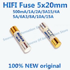 어쿠스틱 리듬용 오디오 퓨즈 순수 실버 5x20mm 500mA 1A 2A 3 15A 5A 6 3A 10Aslow Melting 100, 5A