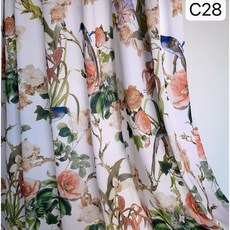 섬유 부드러운 불투명 쉬폰 DIY 원단 얇고 스커트 꽃무늬 북유럽 한복 천 봉제 프린트, 100cmX145cm, C28, 1개