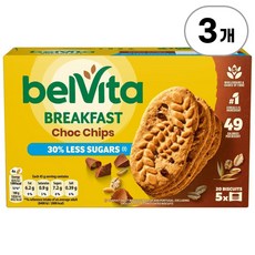 벨비타 코코아 초콜릿 칩 시리얼 비스킷 스낵 바 Belvita Cocoa Chocolate Chip Cereal Biscuit Snack Bars 45g, 3개