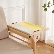 고양이 침대 난간 해먹 거치대 받침대 원목 보조 베드, 1개, 그레이 옐로우 A