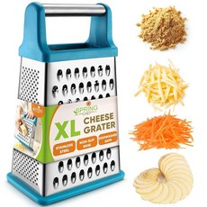 Spring Chef 전문가용 박스형 4면 스테인리스 스틸 강판 파르메산 치즈 야채 생강 사용에 적합 XL 사이즈 망고, 청록색