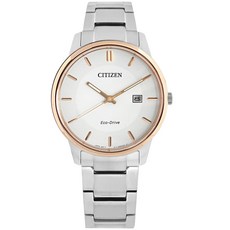 CITIZEN 光動能簡約時尚藍寶石水晶玻璃日期不鏽鋼男錶 白色 BM6979-74A 40mm