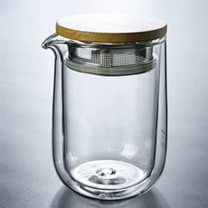 이중 내열 티포트 티팟 다기 유리 300ml 티메이커, 201ml~300ml, 1L, 300ml 이중차거름망 휴대용차주전자