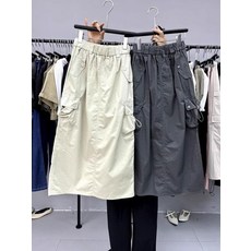 플러스사이즈 빅사이즈 하이웨스트 스트링 미디 스커트 여성용