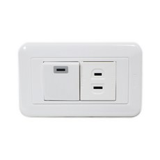 同立電工大型夜光開關插座組 雅白 大面板 附蓋板 開關 插座 接地 夜光壁切【DU405】, 1個, 【A】夜光1開關1插座 TL-1S1R