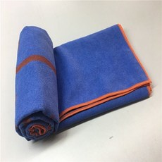 台灣發貨 統編 瑜珈鋪巾體位綫瑜伽鋪巾防滑高溫瑜伽巾輔助個人瑜伽墊毯子尾單, 藍色桔邊：183*63cm+送網袋, 1個